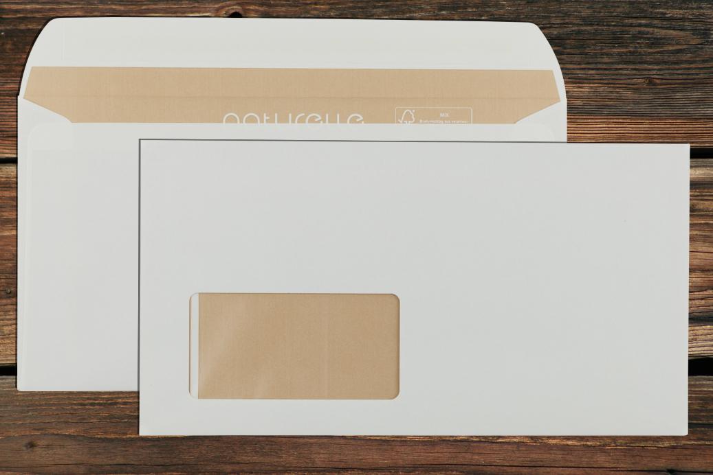 Briefhüllen mit Fenster KO 125x235 mm Haftklebend Cremeweiß 90 g/qm